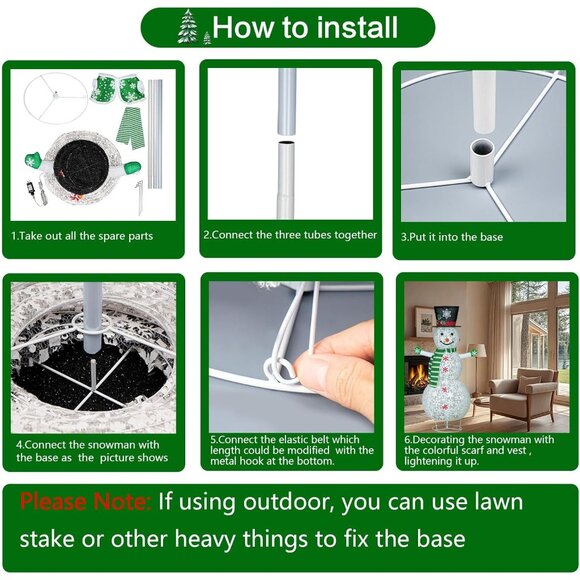 4ft Large Collapsible Outdoor Green Scarf Snowman Christmas Decorations - Picture 5 of 8